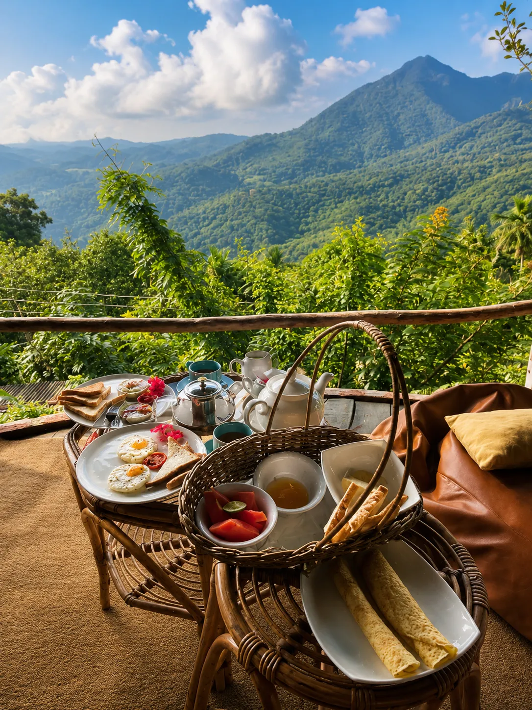Food with mountain view